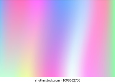 Holographic Vector Background. Iridescent Foil. Glitch Hologram. Pastel neon rainbow. Ultraviolet metallic paper. Template for presentation. Cover to web design.  Abstract colorful gradient. 