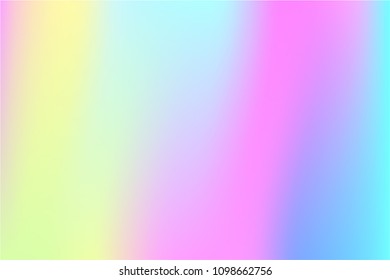 Holographic Vector Background. Iridescent Foil. Glitch Hologram. Pastel neon rainbow. Ultraviolet metallic paper. Template for presentation. Cover to web design.  Abstract colorful gradient. 
