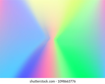 Holographic Vector Background. Iridescent Foil. Glitch Hologram. Pastel neon rainbow. Ultraviolet metallic paper. Template for presentation. Cover to web design.  Abstract colorful gradient. 