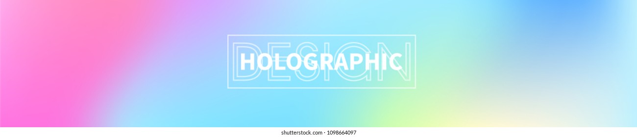 Holographic Vector Background. Iridescent Foil. Glitch Hologram. Pastel neon rainbow. Ultraviolet metallic paper. Template for presentation. Cover to web design.  Abstract colorful gradient. 