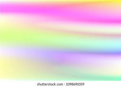 Holographic Vector Background. Iridescent Foil. Glitch Hologram. Pastel neon rainbow. Ultraviolet metallic paper. Template for presentation. Cover to web design.  Abstract colorful gradient. 