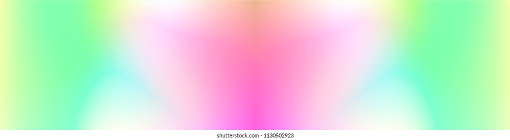 Holographic Vector Background. Iridescent Foil. Glitch Hologram. Pastel neon rainbow. Ultraviolet metallic paper. Template for presentation. Cover to web design.  Abstract colorful gradient. 