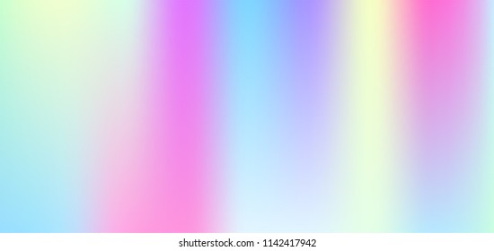 Holographic Vector Background. Iridescent Foil. Glitch Hologram. Pastel neon rainbow. Ultraviolet metallic paper. Template for presentation. Cover to web design.  Abstract colorful gradient. 