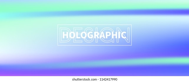 Holographic Vector Background. Iridescent Foil. Glitch Hologram. Pastel neon rainbow. Ultraviolet metallic paper. Template for presentation. Cover to web design.  Abstract colorful gradient. 