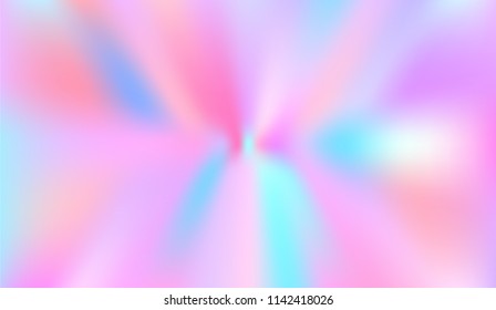 Holographic Vector Background. Iridescent Foil. Glitch Hologram. Pastel neon rainbow. Ultraviolet metallic paper. Template for presentation. Cover to web design.  Abstract colorful gradient. 