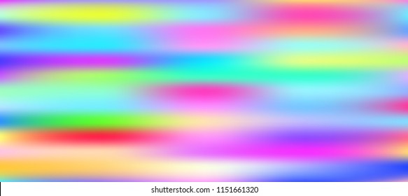 Holographic Vector Background. Iridescent Foil. Glitch Hologram. Pastel neon rainbow. Ultraviolet metallic paper. Template for presentation. Cover to web design.  Abstract colorful gradient. 