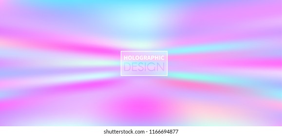 Holographic Vector Background. Iridescent Foil. Glitch Hologram. Pastel neon rainbow. Ultraviolet metallic paper. Template for presentation. Cover to web design.  Abstract colorful gradient. 