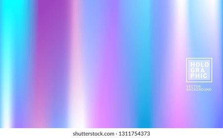Holographic Vector Background. Iridescent Foil. Glitch Hologram. Pastel neon rainbow. Ultraviolet metallic paper. Template for presentation. Cover to web design. Abstract colorful gradient. - Vector