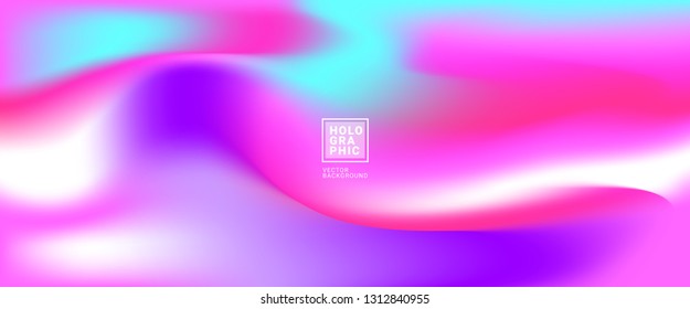 Holographic Vector Background. Iridescent Foil. Glitch Hologram. Pastel neon rainbow. Ultraviolet metallic paper. Template for presentation. Cover to web design. Abstract colorful gradient. - Vector