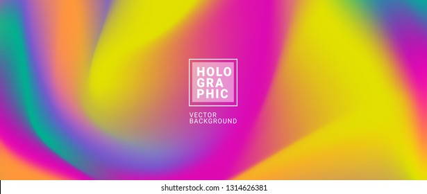 Holographic Vector Background. Iridescent Foil. Glitch Hologram. Pastel neon rainbow. Ultraviolet metallic paper. Template for presentation. Cover to web design. Abstract colorful gradient.