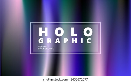 Holographic Vector Background. Iridescent Foil. Dark colors gradient Template for presentation. Cover to web design. Abstract colorful gradient. - Vector