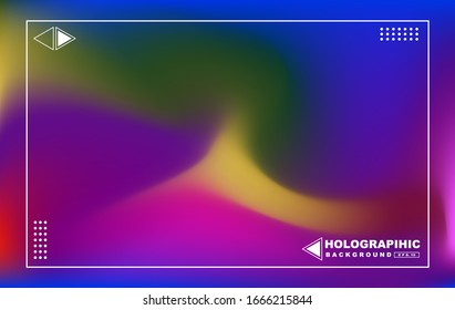 Holographic Vector Background. Iridescent Foil. Glitch Hologram. Ultraviolet metallic paper. Template for presentation. Cover to web design. Abstract colorful gradient.