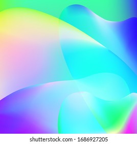 Holographic Vector Background. Iridescent Foil. Glitch Hologram. Pastel neon rainbow. Ultraviolet metallic paper. Template for presentation. Cover to web design. Abstract colorful gradient.