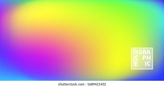 Holographic Vector Background. Iridescent Foil. Glitch Hologram. Pastel neon rainbow. Ultraviolet metallic paper. Template for presentation. Cover to web design. Abstract colorful gradient.