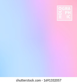 Holographic Vector Background. Iridescent Foil. Glitch Hologram. Pastel neon rainbow. Ultraviolet metallic paper. Template for presentation. Cover to web design. Abstract colorful gradient.