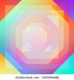 Holografische Vektorillustration, Hintergrund. Unberührte Folie. Glitch Hologram. Pastellneonregenbogen. Ultraviolettes metallisches Papier. Vorlage zur Präsentation. Cover to Web Design. Abstrakter Farbverlauf.
