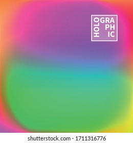 Holographic Vector Background. Iridescent Foil. Glitch Hologram. Pastel neon rainbow. Ultraviolet metallic paper. Template for presentation. Cover to web design. Abstract colorful gradient.