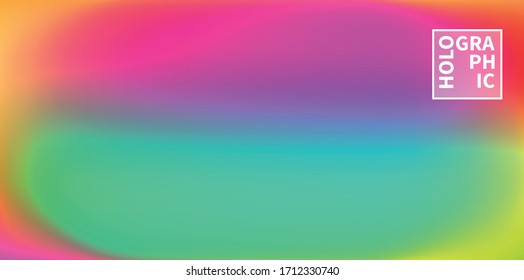 Holographic Vector Background. Iridescent Foil. Glitch Hologram. Pastel neon rainbow. Ultraviolet metallic paper. Template for presentation. Cover to web design. Abstract colorful gradient.
