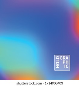 Holographic Vector Background. Iridescent Foil. Glitch Hologram. Pastel neon rainbow. Ultraviolet metallic paper. Template for presentation. Cover to web design. Abstract colorful gradient.