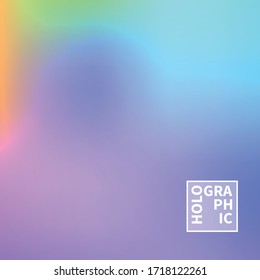 Holographic Vector Background. Iridescent Foil. Glitch Hologram. Pastel neon rainbow. Ultraviolet metallic paper. Template for presentation. Cover to web design. Abstract colorful gradient.