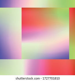 Holographic Vector Background. Iridescent Foil. Glitch Hologram. Pastel neon rainbow. Ultraviolet metallic paper. Template for presentation. Cover to web design. Abstract colorful gradient.