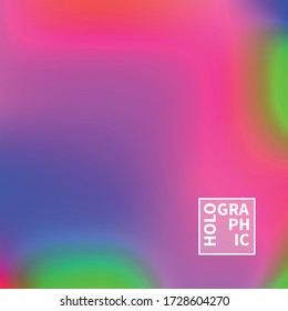 Holographic Vector Background. Iridescent Foil. Glitch Hologram. Pastel neon rainbow. Ultraviolet metallic paper. Template for presentation. Cover to web design. Abstract colorful gradient.