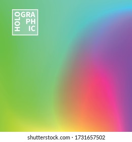Holographic Vector Background. Iridescent Foil. Glitch Hologram. Pastel neon rainbow. Ultraviolet metallic paper. Template for presentation. Cover to web design. Abstract colorful gradient.