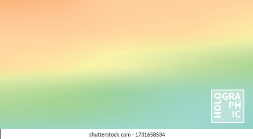 Holographic Vector Background. Iridescent Foil. Glitch Hologram. Pastel neon rainbow. Ultraviolet metallic paper. Template for presentation. Cover to web design. Abstract colorful gradient.