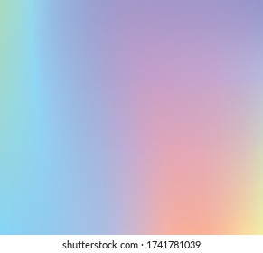 Holographic Vector Background. Iridescent Foil. Glitch Hologram. Pastel neon rainbow. Ultraviolet metallic paper. Template for presentation. Cover to web design. Abstract colorful gradient.