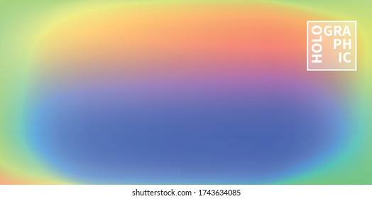 Holographic Vector Background. Iridescent Foil. Glitch Hologram. Pastel neon rainbow. Ultraviolet metallic paper. Template for presentation. Cover to web design. Abstract colorful gradient.