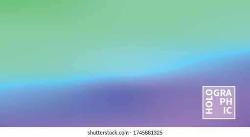 Holographic Vector Background. Iridescent Foil. Glitch Hologram. Pastel neon rainbow. Ultraviolet metallic paper. Template for presentation. Cover to web design. Abstract colorful gradient.