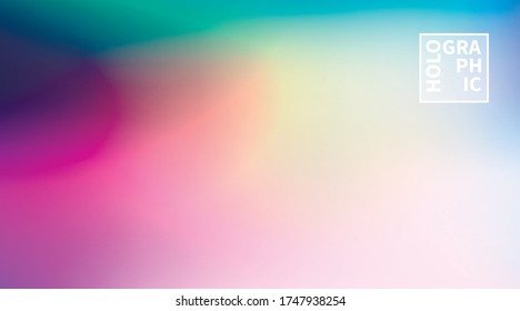 Holographic Vector Background. Iridescent Foil. Glitch Hologram. Pastel neon rainbow. Ultraviolet metallic paper. Template for presentation. Cover to web design. Abstract colorful gradient.