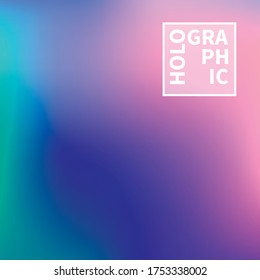Holografischer Vektorhintergrund. Unberührte Folie. Glitch Hologram. Pastellneonregenbogen. Ultraviolettes metallisches Papier. Vorlage zur Präsentation. Cover to Web Design. Abstrakter Farbverlauf.
