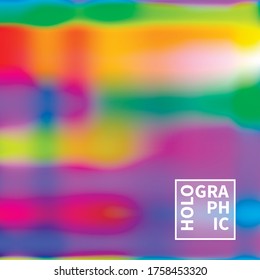 Fondo del vector holográfico. Aceite irlandés. Holograma brillante. Arcoiris de neón pastel. Papel metálico ultravioleta. Plantilla para presentación. Cubierta al diseño web. Gradiente colorido abstracto.