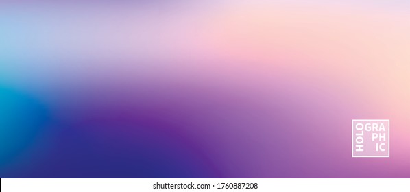 Holographic Vector Background. Iridescent Foil. Glitch Hologram. Pastel neon rainbow. Ultraviolet metallic paper. Template for presentation. Cover to web design. Abstract colorful gradient.