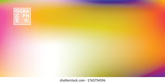 Holographic Vector Background. Iridescent Foil. Glitch Hologram. Pastel neon rainbow. Ultraviolet metallic paper. Template for presentation. Cover to web design. Abstract colorful gradient.