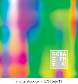 Holographic Vector Background. Iridescent Foil. Glitch Hologram. Pastel neon rainbow. Ultraviolet metallic paper. Template for presentation. Cover to web design. Abstract colorful gradient.
