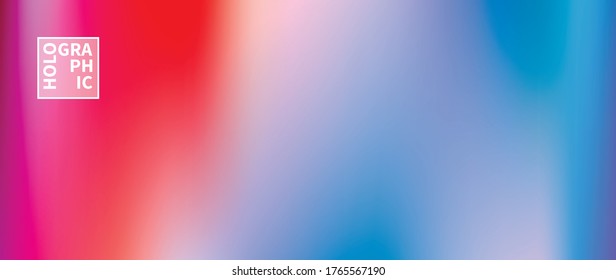 Holographic Vector Background. Iridescent Foil. Glitch Hologram. Pastel neon rainbow. Ultraviolet metallic paper. Template for presentation. Cover to web design. Abstract colorful gradient.