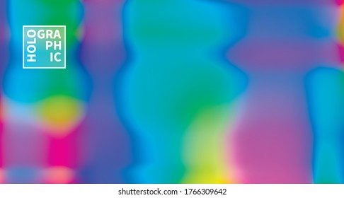 Fondo del vector holográfico. Aceite irlandés. Holograma brillante. Arcoiris de neón pastel. Papel metálico ultravioleta. Plantilla para presentación. Cubierta al diseño web. Gradiente colorido abstracto.
