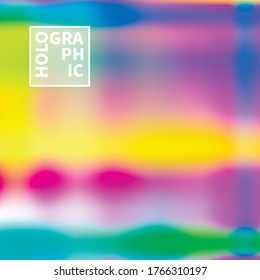 Fondo del vector holográfico. Aceite irlandés. Holograma brillante. Arcoiris de neón pastel. Papel metálico ultravioleta. Plantilla para presentación. Cubierta al diseño web. Gradiente colorido abstracto.