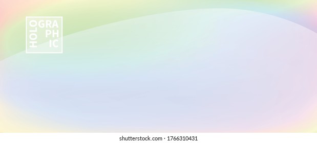 Holographic Vector Background. Iridescent Foil. Glitch Hologram. Pastel neon rainbow. Ultraviolet metallic paper. Template for presentation. Cover to web design. Abstract colorful gradient.
