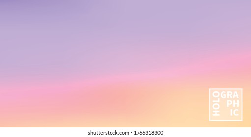 Holographic Vector Background. Iridescent Foil. Glitch Hologram. Pastel neon rainbow. Ultraviolet metallic paper. Template for presentation. Cover to web design. Abstract colorful gradient.