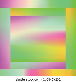 Holographic Vector Background. Iridescent Foil. Glitch Hologram. Pastel neon rainbow. Ultraviolet metallic paper. Template for presentation. Cover to web design. Abstract colorful gradient.