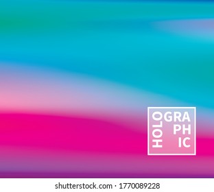 Holographic Vector Background. Iridescent Foil. Glitch Hologram. Pastel neon rainbow. Ultraviolet metallic paper. Template for presentation. Cover to web design. Abstract colorful gradient.