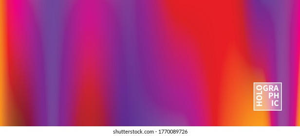 Holographic Vector Background. Iridescent Foil. Glitch Hologram. Pastel neon rainbow. Ultraviolet metallic paper. Template for presentation. Cover to web design. Abstract colorful gradient.