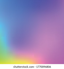 Holographic Vector Background. Iridescent Foil. Glitch Hologram. Pastel neon rainbow. Ultraviolet metallic paper. Template for presentation. Cover to web design. Abstract colorful gradient.