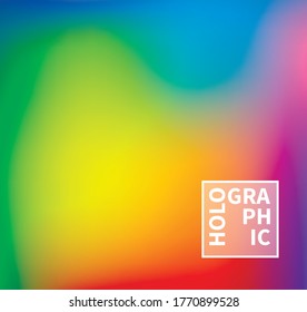 Holographic Vector Background. Iridescent Foil. Glitch Hologram. Pastel neon rainbow. Ultraviolet metallic paper. Template for presentation. Cover to web design. Abstract colorful gradient.