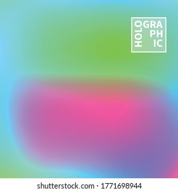Holographic Vector Background. Iridescent Foil. Glitch Hologram. Pastel neon rainbow. Ultraviolet metallic paper. Template for presentation. Cover to web design. Abstract colorful gradient.