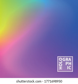 Holographic Vector Background. Iridescent Foil. Glitch Hologram. Pastel neon rainbow. Ultraviolet metallic paper. Template for presentation. Cover to web design. Abstract colorful gradient.