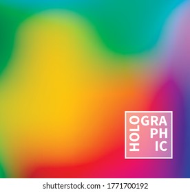 Fondo del vector holográfico. Aceite irlandés. Holograma brillante. Arcoiris de neón pastel. Papel metálico ultravioleta. Plantilla para presentación. Cubierta al diseño web. Gradiente colorido abstracto.